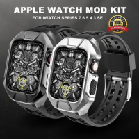 40mm 41mm 44mm 45mm 49mm Modification Kit For Apple Watch Series7 8 Ultra Metal Case Rubber Band For iWatch SE 6 5 4 3Men Sport