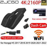 ZJCGO 4K DVR Dash Cam Wifi Front Rear Camera 24h Monitor for Hongqi H5 2017 2018 2019 2020 2021 2022