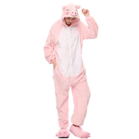 Animal Kigurumis Onesies Sleepwear for Adult Cartoon Pink Pig Women Pajama Winter Homewear Jumpsuit Pajama Suit Woman Rompers