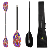 ZJ SPORT Full Carbon Fiber Whitewater Kayak Paddle Canoe Paddle with Customized Graphic Carbon Straight Shaft with Bag