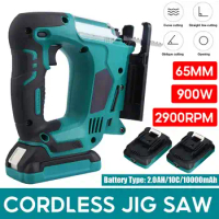 2900RPM 900W 65mm Cordless Electric Jig Saw Rechargeable with 2 Batteries Metal Woodworking for Makita 18V Battery