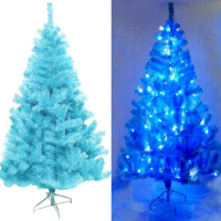 台製6尺(180cm)豪華冰藍色聖誕樹(不含飾品)+100燈LED藍白光2串