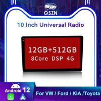 QSZN Android 12 GPS 4G Autoradio 10” Wifi Wireless CarPlay Android Auto Radio Universal for VW Volkswagen Nissan Toyota Hyundai