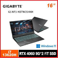 【2024雙11搶先購】GIGABYTE技嘉 G5 KF5-H3TW354KH 15.6吋筆電 i7-13620H/16G/1TB/RTX4060/15.6/144Hz/FHD/W11H