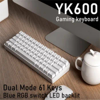 Original YK600 Wired and wireless dual-mode mechanical gaming keyboard dual-mode 61-key blue RGB switch LED backlit keyboard