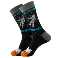 【巴黎精品】中筒襪棉襪(單雙)-宇宙系列太空人印花男女襪子13款a1av6