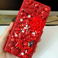 For HUAWEI P30 Mate 20 Mate 20 PRO Mate 20 LITE Mate 20 X Rhinestone Case Wallet PU Leather Flip Protective Cover with 2 straps