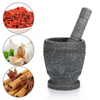 New Granite Pestle and Mortar Set Herb Spice Pepper Garlic Grinder Solid Crusher