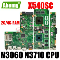 For ASUS X540SC X540S Laptop Motherboard 2GB/4GB-RAM N3050 N3060 N3700 N3710 CPU X540SC original Notebook Mainboard
