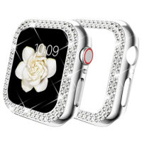 Women Diamond Protective Case For Apple Watch 7 6 se 40mm 44mm 41mm 45mm For iWatch Series 5 3 38/42mm Crystal Covers Accessorie