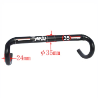 Deda-Full Carbon Fiber Road Bike Handlebar Drop Bar, 35mm, 3K Gloss, 400-440mm Large Diameter