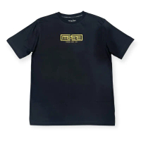Mgee Kaos Pria Dewasa Lengan Pendek Outdoor T-Shirt Reguler Fit Oasis Hitam dengan Logo Kuning
