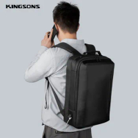 Kingsons Men 15.6'' Office Work Laptop Backpacks Waterproof Backpack Business Bag Multifunction Backpack Thin rucksack mochila
