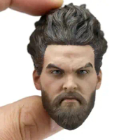 1/6 Carved Sea King Aquaman Jason Momoa Male Head Model PVC Curly Hair Suitable For 12-Inch Action Figure Body Doll