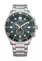 Citizen Citizen Eco-Drive Chronograph Green Dial Silver Stainless Steel Strap Men Watch AT2561-81X