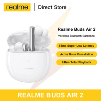 Realme Buds Air 2 Wireless ANC Headphone Bluetooth Earbuds Hi-Fi Bass Boost 88ms Super Low Latency TWS Gaming Headset