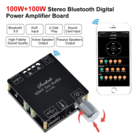 TZT Bluetooth 5.0 2*100W AUX Digital Power Amplifier Board 2.0 CH Stereo Home Music Wireless Module Audio AMP