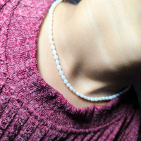kalung Mutiara oval size 3-4mm