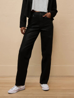 กางเกงยีนส์ผู้หญิง SUPER HIGH RISE BAGGY STRAIGHT JEANS สี ดำ