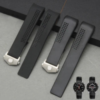 Rubber Watch Accessories Band For TAG HEUER CARRERA Watch Bracelet 20mm 22mm 24mm TPU Black Silicone Watch Strap
