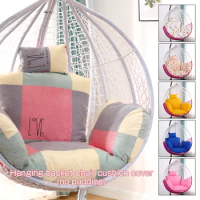 Swing Cushion Cover S/L Unfilled or Filled Hanging Basket Seat Chair Cushion Cover Round Detachable Pillowcase for Home Patio