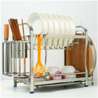 廠家批發不銹鋼雙層組合碗碟架 廚房收納架 餐具瀝水架