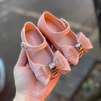 Mini Melissa Children's Beach Shoes 2023 New Baby Kids Jelly Sandals Girls Bow Princess Single Shoes Soft Sole Jelly Shoes