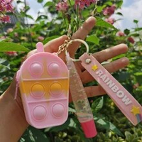 Toy Bubble Popper Stress Ball Kids Lip Gloss Clear Keychains Vegan