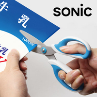 剪刀 日本 SONIC 省力安全止滑剪刀 - 附安全套蓋 ( SK-312 ) 2色可選，內有使用影片介紹