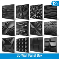12pcs 50cm 3D Wall Panel Not Self-adhesive 3D Wall Sticker Relief Art Wall Ceramic Tile Mold Living Room Kitchen Bathroom Home.