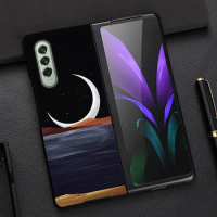 Z Fold 3 Case Funda Case for Samsung Galaxy Z Fold 3 Z Fold 2 Starry Sky Grid PU Leather Coque Protection Phone Case Cover Capa