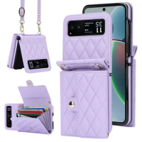 For Motorola Razr 40 Case PU Leather Crossbody Lanyard Holder Magnetic Snap Wallet Phone Cover For Motorola Moto Razr 40 Razr40