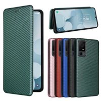 For TCL 40 XL Case Luxury Flip Carbon Fiber Skin Magnetic Adsorption Protective Case For TCL 40 XL 40XL TCL40XL Phone Bags