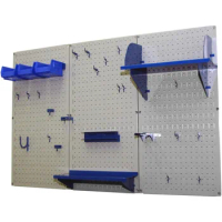 Pegboard Organizer Wall Control 4 ft. Metal Pegboard Standard Tool Storage Kit with Gray Toolboard and Blue Accessories