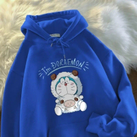 [M-8XL]New Cartoon Doraemon Printed Hoodie for Men and Women Cute and Fashionable Long Sleeved Hoodi