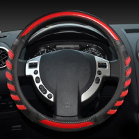 Carbon Fiber +Leather Car Steering Wheel Cover For Nissan QASHQAI X-Trail Nissan NV200 Rogue Auto accessories