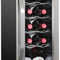 Ivation 12 Bottle Compressor Wine Cooler Refrigerator w/Lock | Large Freestanding Wine Cellar Fridge ForChampagneStainless Steel