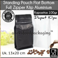 Kemasan kopi 250gr-Standing pouch flat bottom matte zipper tanpa valve