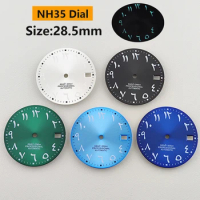NH35 dial 28.5mm Watch dial Arabic dial Ice blue Luminous dial Suitable for NH35 nh36 movement watch accessories