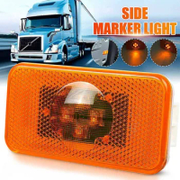 4Pcs 24V Car Truck LED Side Marker Light 4LEDs Amber Indicator Warning Lamps for Volvo Trucks FM/FH