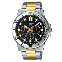 【CASIO 卡西歐】指針錶 三眼 不鏽鋼錶帶 礦物玻璃 日常生活防水(MTP-VD300SG-1E)