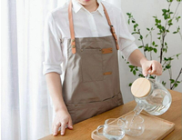 買一送一簡約日式情侶咖啡廳餐廳廚師圍裙美術生繪畫防汙工作服定制印logo 小山好物