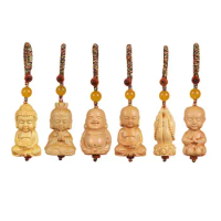 9cm Wooden Buddha Statue Keychain Multifunctional Handmade for Men Women Meaningful Gift Buddha Sculpture Craft Hanging Ornament