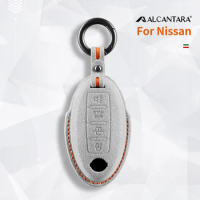 For Nissan Quest MPV Elgrand NV200 Evalia Serena Keychain Alcantara Suede Car Key Case Cover Shell Accessories
