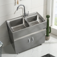 不銹鋼水槽櫃陽台櫃洗衣洗碗池洗手盆櫃落地式浴室櫃單雙槽洗衣櫃