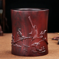 紅木筆筒工藝品擺件實木雕刻復古筆筒酸枝木辦公桌面擺件筆筒禮品