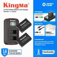 KingMa LP-E17 Paket Baterai LCD Charger Set Kit For Canon M3 M5 M6 EOS RP R100 R50 RP R8 R10 200D 80