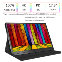 17.3 Inch Adobe 100% RGB Type-c 60Hz 4K HDR Gaming Monitor for Ps4 Pro Xbox Switch Ns PC Laptop Computer Portable Monitor PC