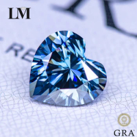 Moissanite Stone Primary Color Royal Blue Heart Cut Lab Grown Diamond DIY Ring Necklace Earrings Main Materials with GRA Report