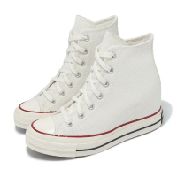 【CONVERSE】休閒鞋 Chuck 70 Wedge HI 女鞋 米白 1970 復古 奶油底 增高鞋墊 帆布鞋(A12562C)